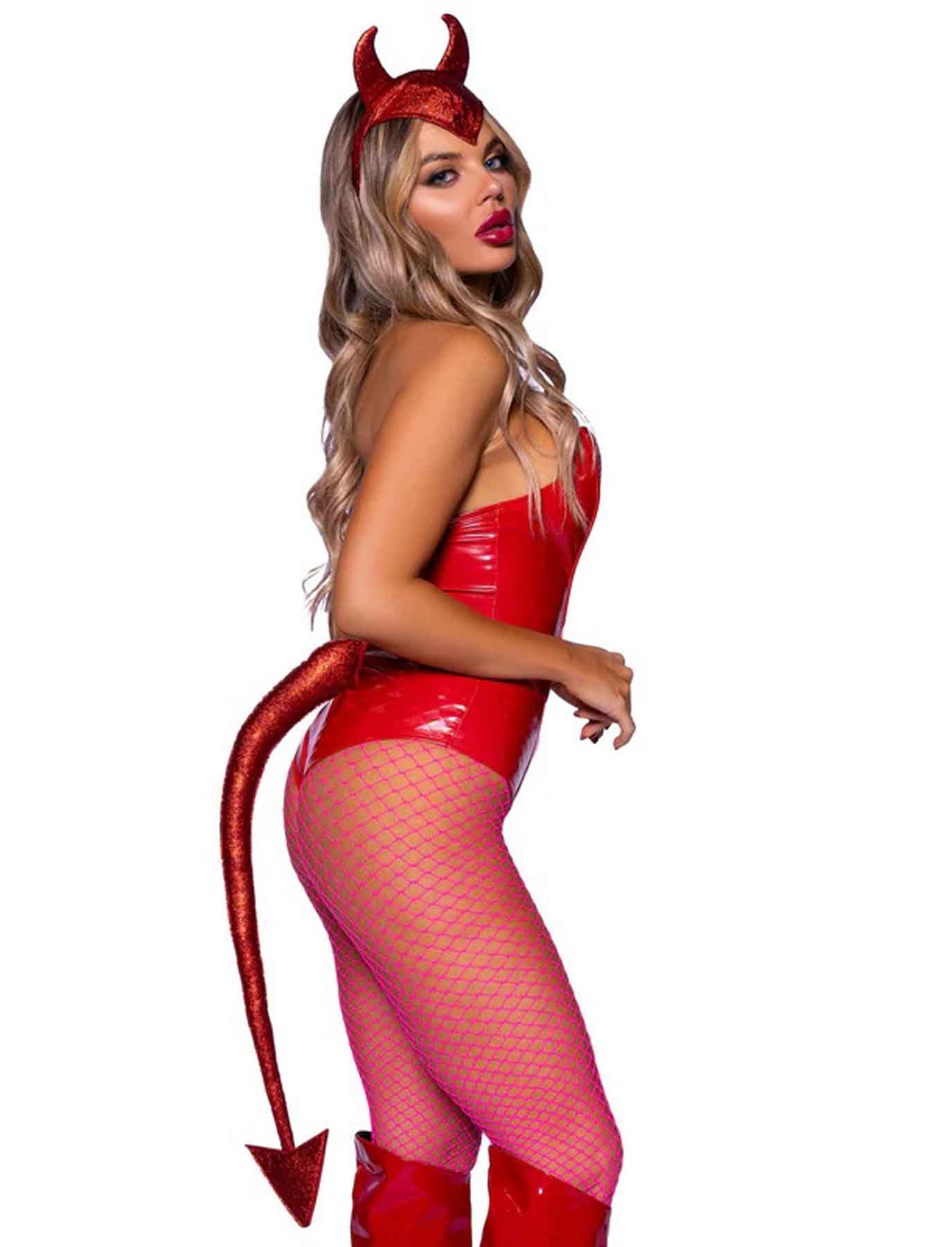 Leg Avenue Red Glitter Devil Horns Headband and Tail Set