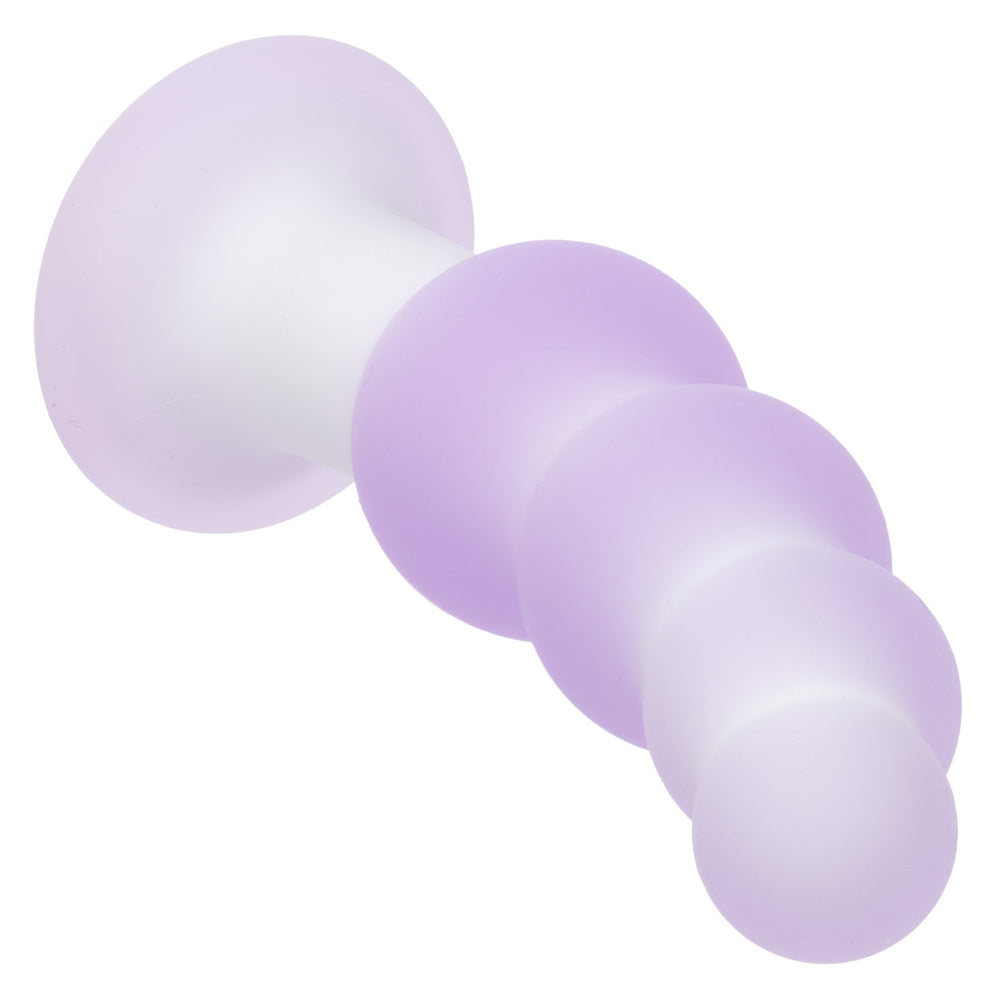 CalExotics Lavender Haze Beaded Curved Probe Vibrator, Dual-Layer Liquid Silicone, Rechargeable, Waterproof IPX7 – Purple