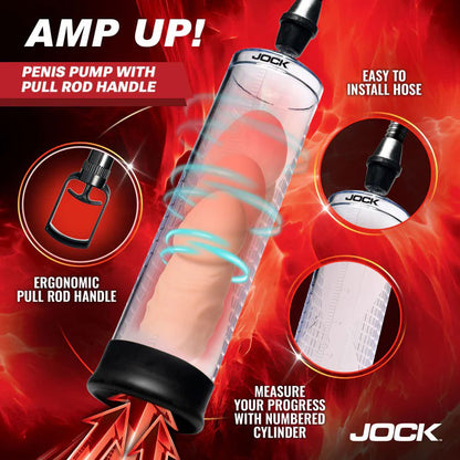 Curve Toys Amp Up Penis Pump with Pull Rod - Clear