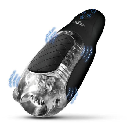 XR Brands Pleasure Grip Sucking and Vibrating Masturbator – Black