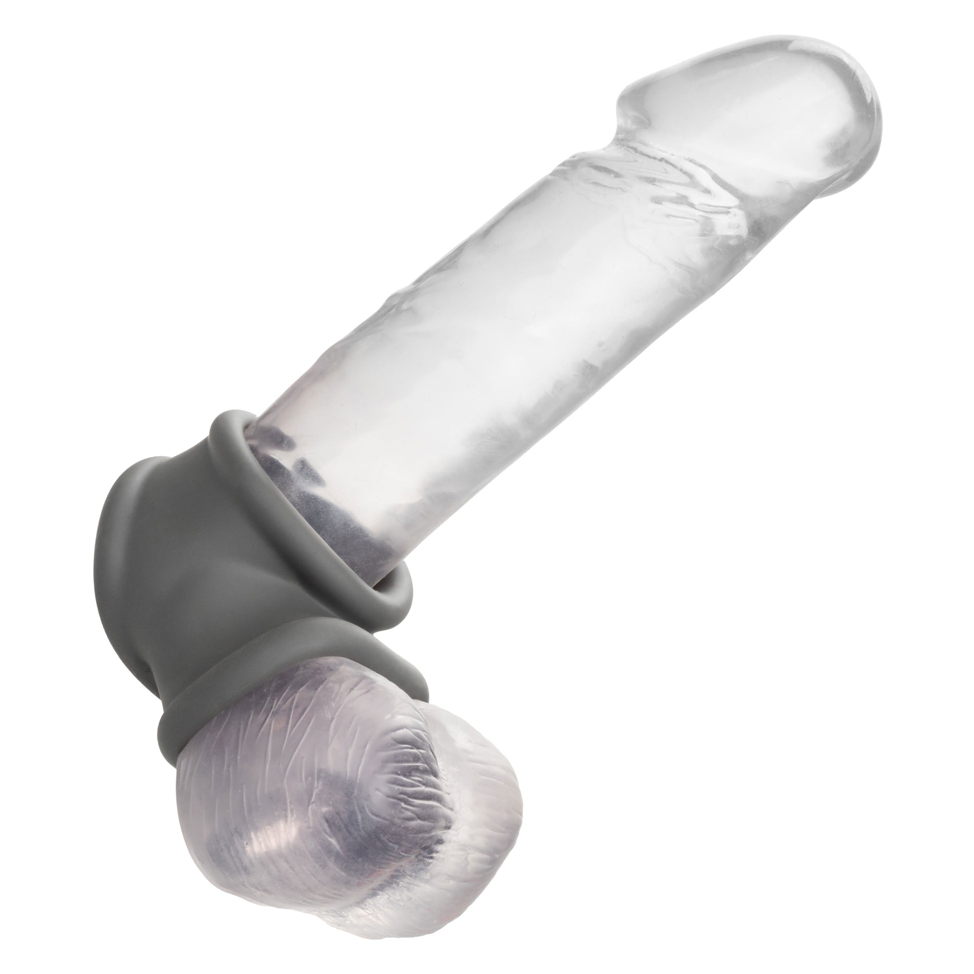 CalExotics Alpha Liquid Silicone Precision Ring - Gray - Ultra-Stretchy Cock Ring with Scrotum Support