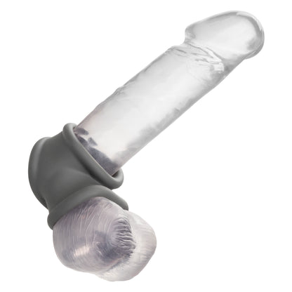 CalExotics Alpha Liquid Silicone Precision Ring - Gray - Ultra-Stretchy Cock Ring with Scrotum Support