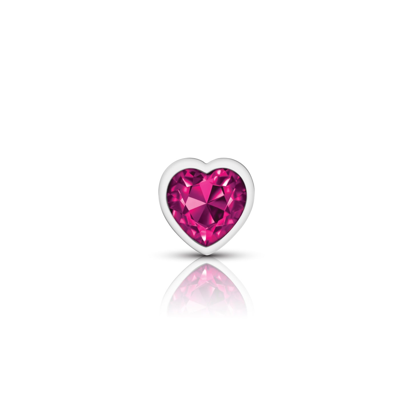 Cheeky Charms Small Silver Metal Anal Plug with Bright Pink Heart Gem
