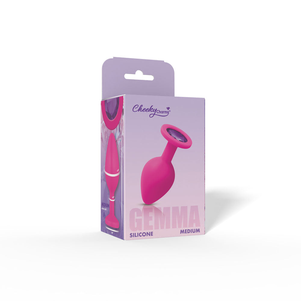 Gemma Purple Gem Pink Silicone Medium Anal Plug - Tapered Design