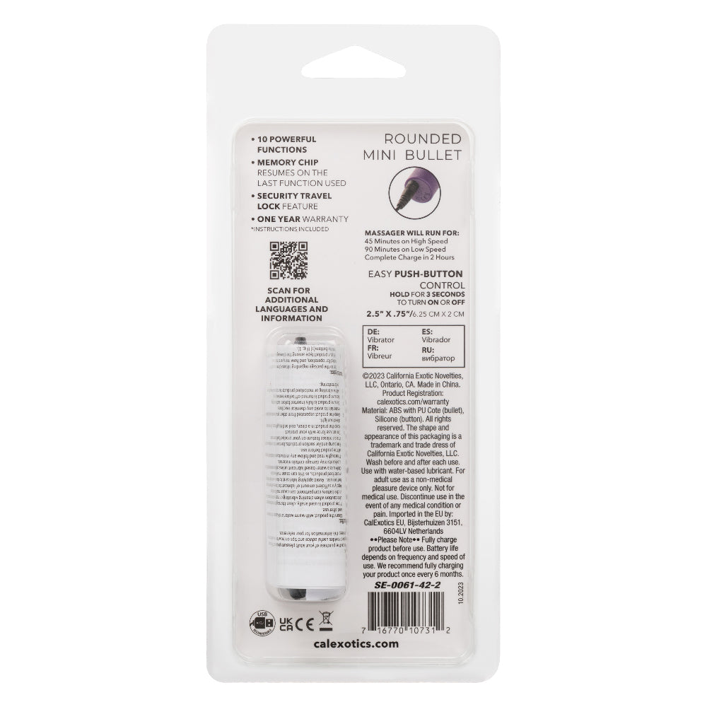 CalExotics Turbo Buzz Rounded Mini Bullet – Purple – Waterproof Multi-Function Stimulator