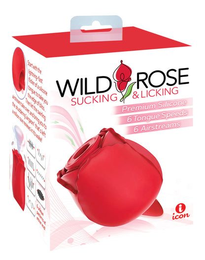 Icon Brands Wild Rose Sucking and Licking Device – Red – Multi-Function