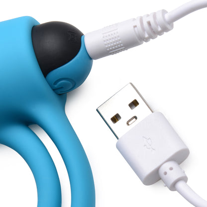 Bang Silicone Cockring and Bullet with Remote Control - Blue