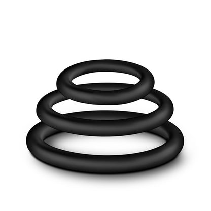 Blush Performance Vs4 Pure Premium Silicone Cockring Set – Black – 3 Sizes