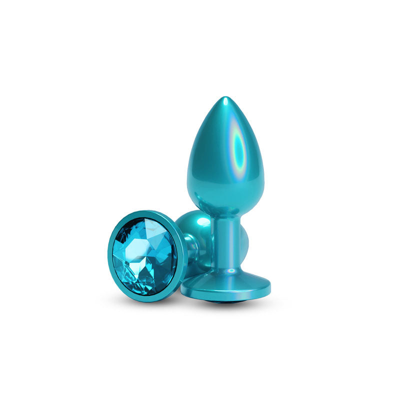 NS Novelties Rear Assets Iridescent Teal Anal Toy - Small - Chrome-Plated