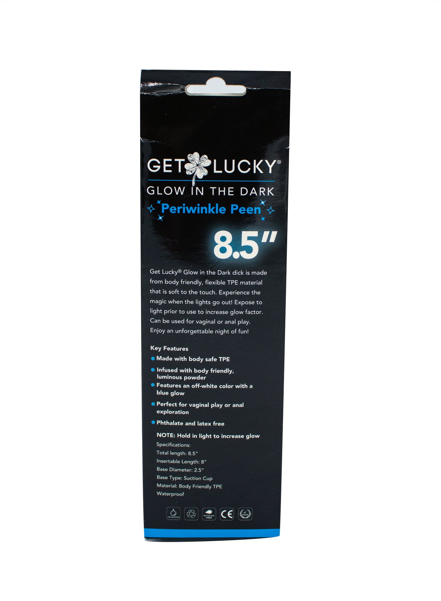 Viben Glow-in-the-Dark Periwinkle Peen Dildo 8.5" - Realistic and Waterproof