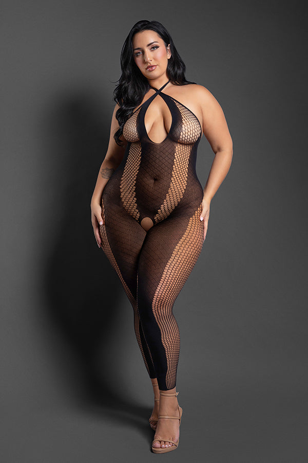 Fantasy Lingerie Make Your Move Footless Open Crotch Bodystocking – Black