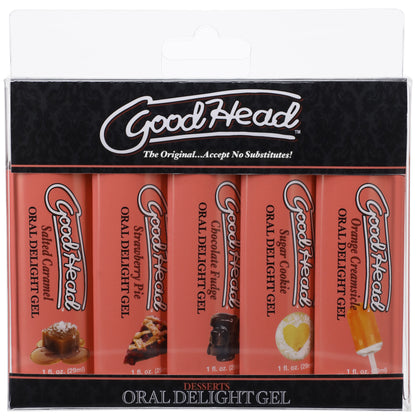 Doc Johnson Goodhead Oral Delight Gel 5 Pack - Edible Flavored Enhancer - 1 Fl. Oz. Bottles