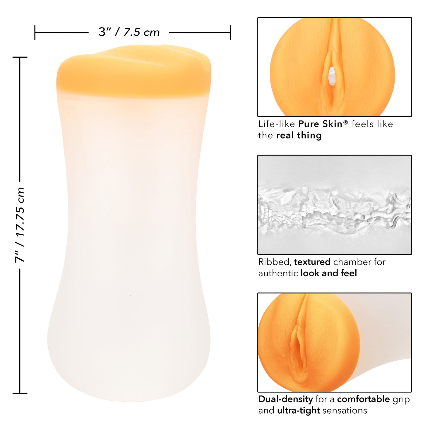 CalExotics Gripper Deep Pussy Grip - Closed Ended Heavy-Duty Masturbator - Orange