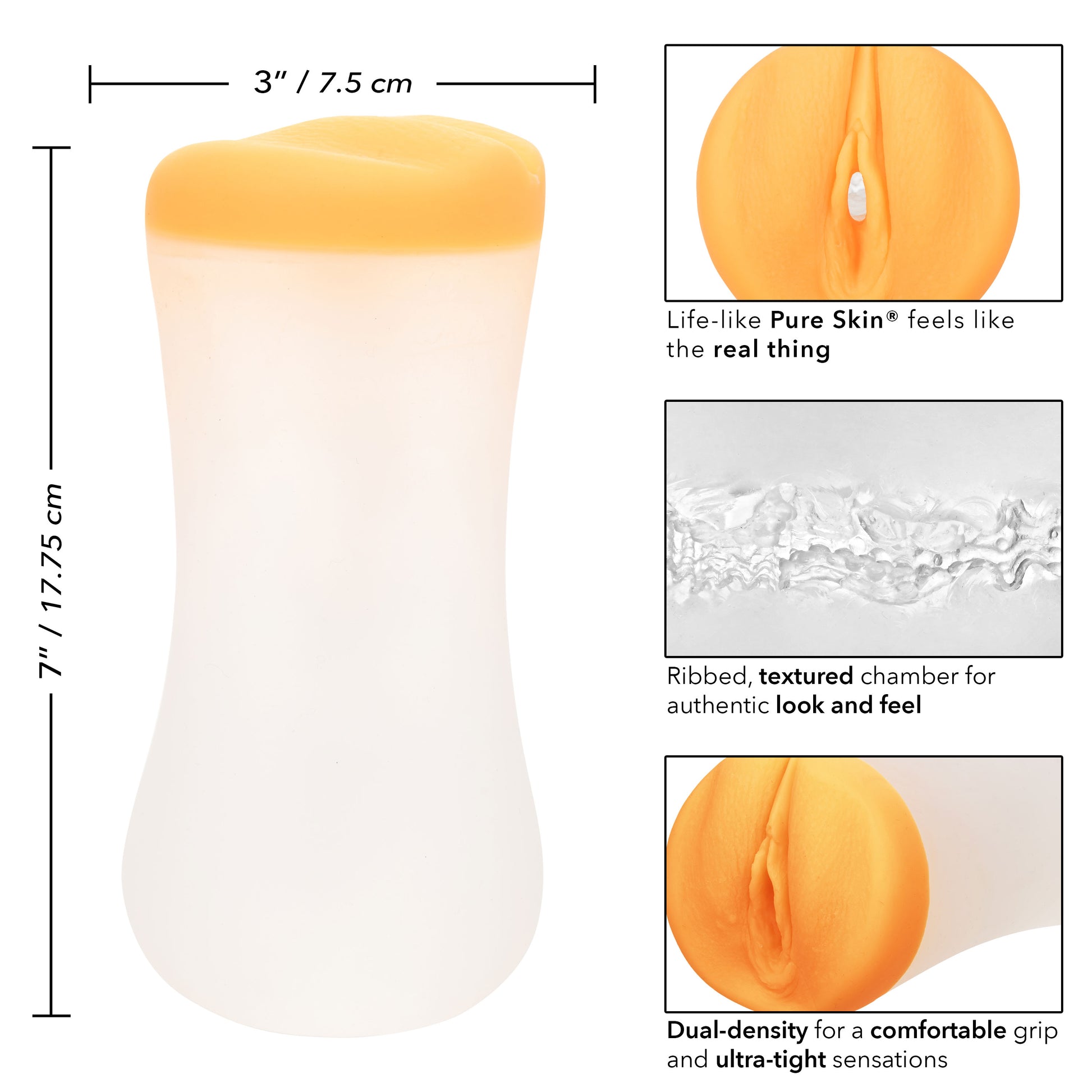 CalExotics Gripper Deep Pussy Grip - Closed Ended Heavy-Duty Masturbator - Orange