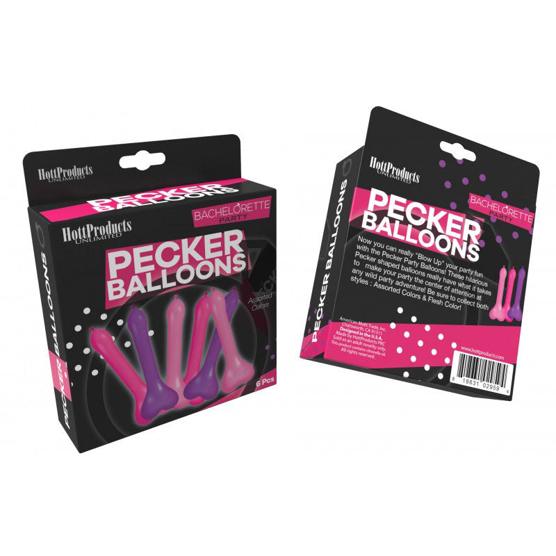 Hott Products Pecker Balloons – Assorted Colors Party Balloons – 12" Size