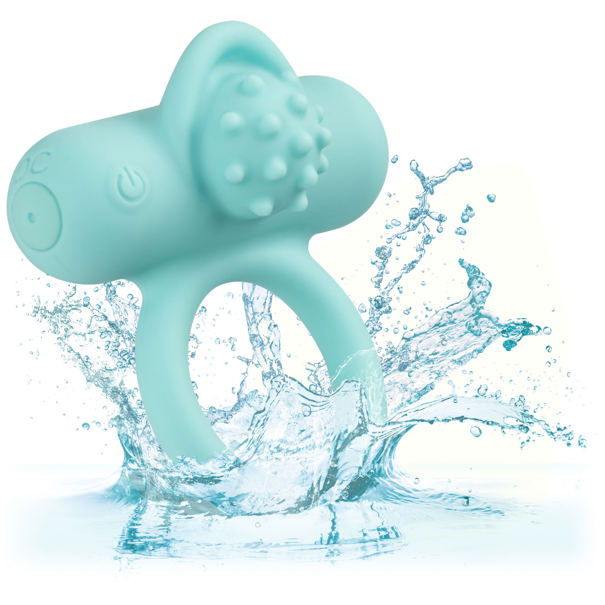 CalExotics Silicone Rechargeable Nubby Lover's Delight – Blue Vibrating Cock Ring