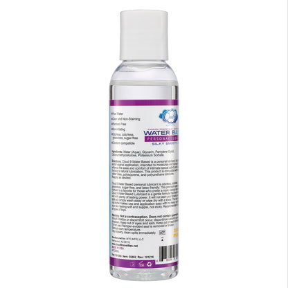Cloud 9 Water Based Personal Lubricant Gel 4 Oz – Paraben Free, Latex Compatible