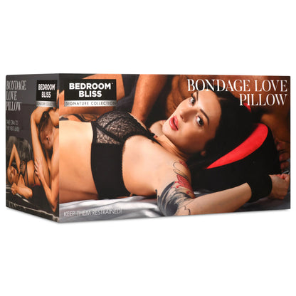 Bondage Love Pillow - Heart-Shaped Positioning Pillow with Clips - Black/Red