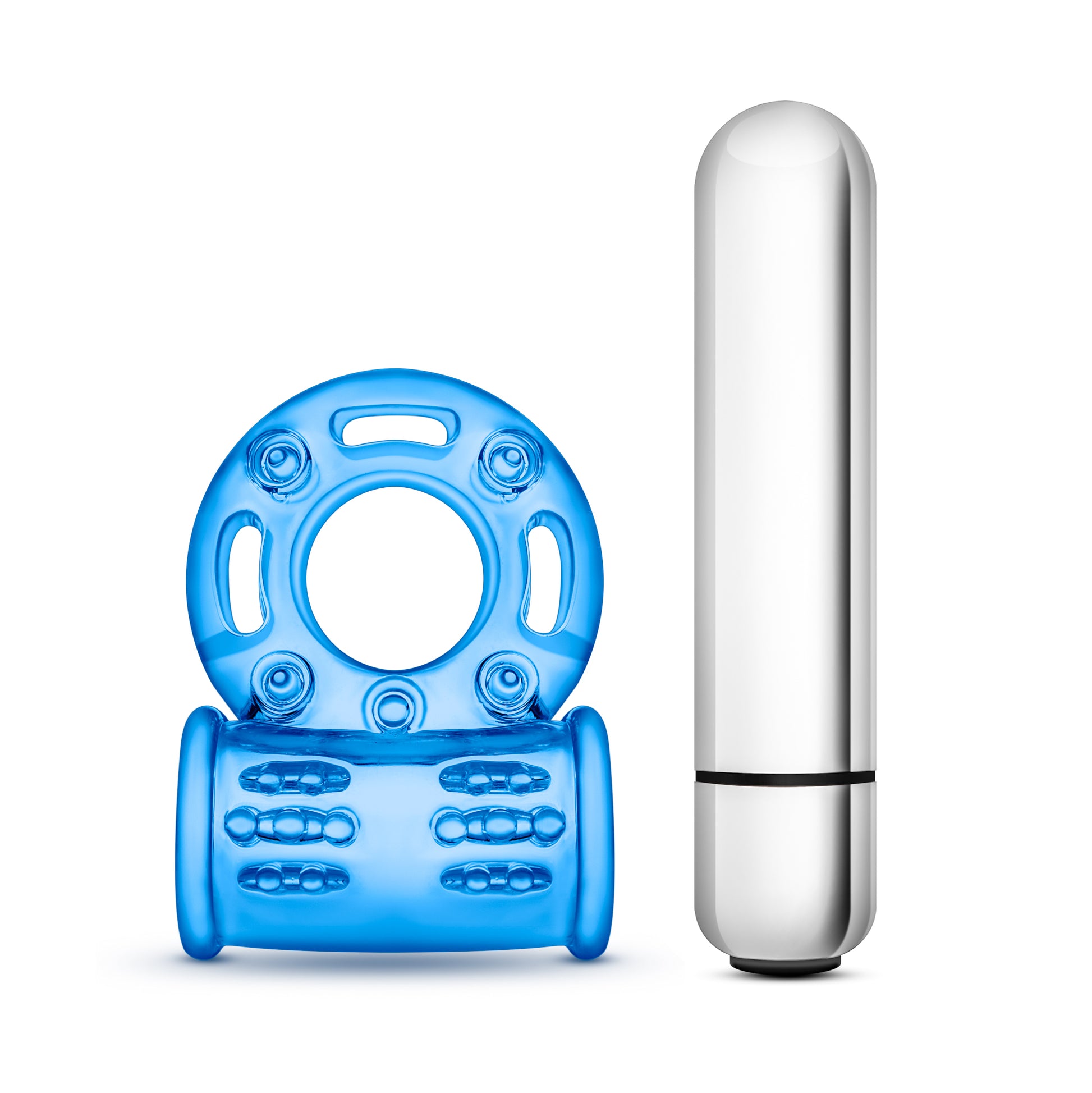 Blush Stay Hard 10 Function Vibrating Bull Ring - Blue