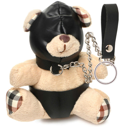 XR Brands Hooded Teddy Bear Keychain with Chain Leash – Light Peach