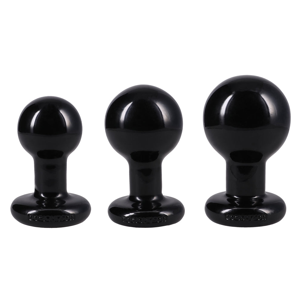 Doc Johnson Round 3-Piece Anal Plug Set, Phthalate-Free, Black