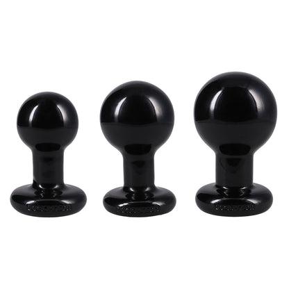Doc Johnson Round 3-Piece Anal Plug Set, Phthalate-Free, Black