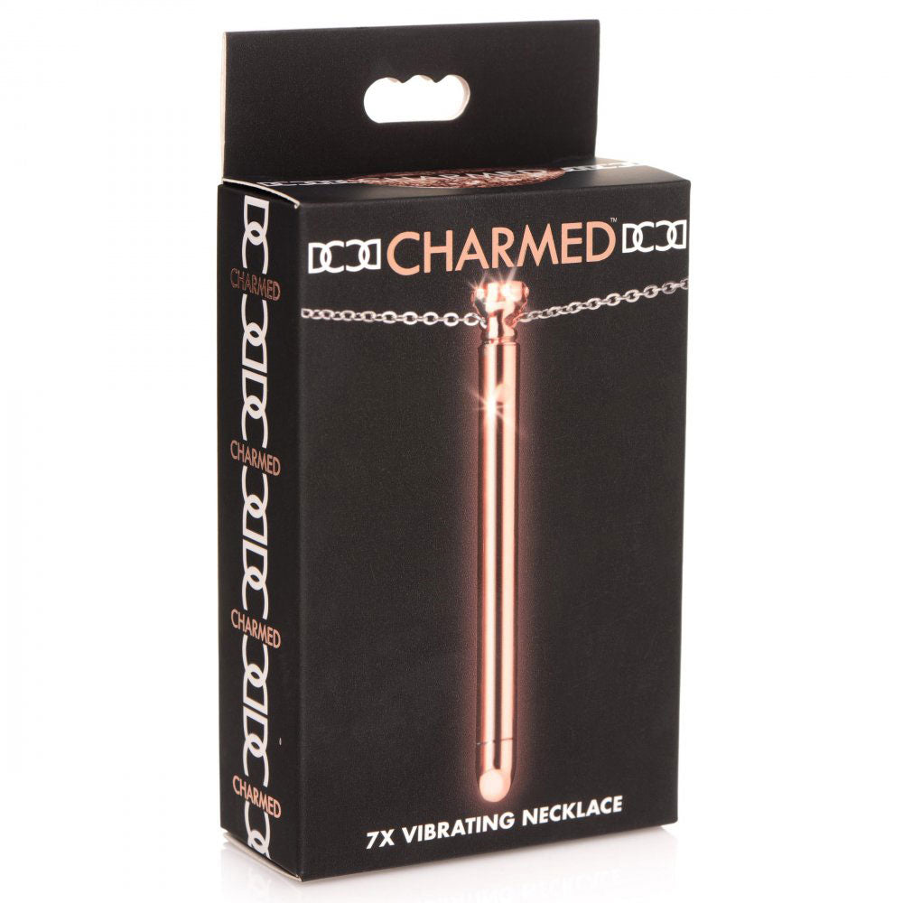 XR Brands 7x Vibrating Necklace - Rechargeable Vibrator with 7 Vibration Patterns - Rose Gold