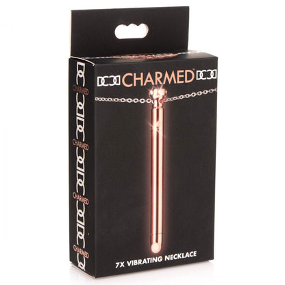 XR Brands 7x Vibrating Necklace - Rechargeable Vibrator with 7 Vibration Patterns - Rose Gold