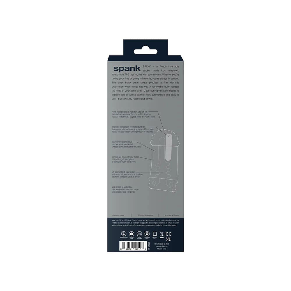 VeDO Spank Rechargeable Ultra-Grip Vibrating Stroker – Clear