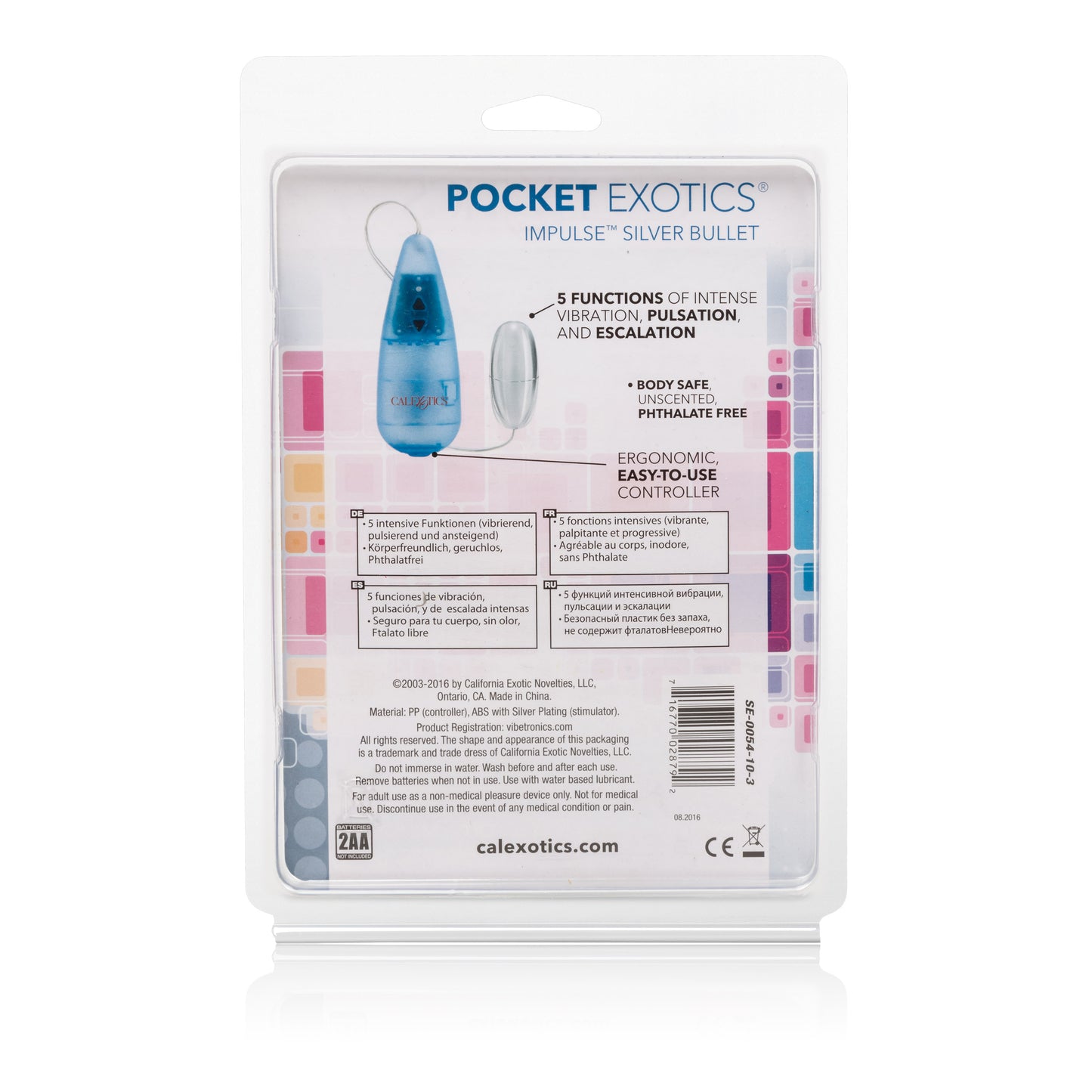CalExotics Pocket Exotics Impulse Silver Bullet Personal Massager - Blue
