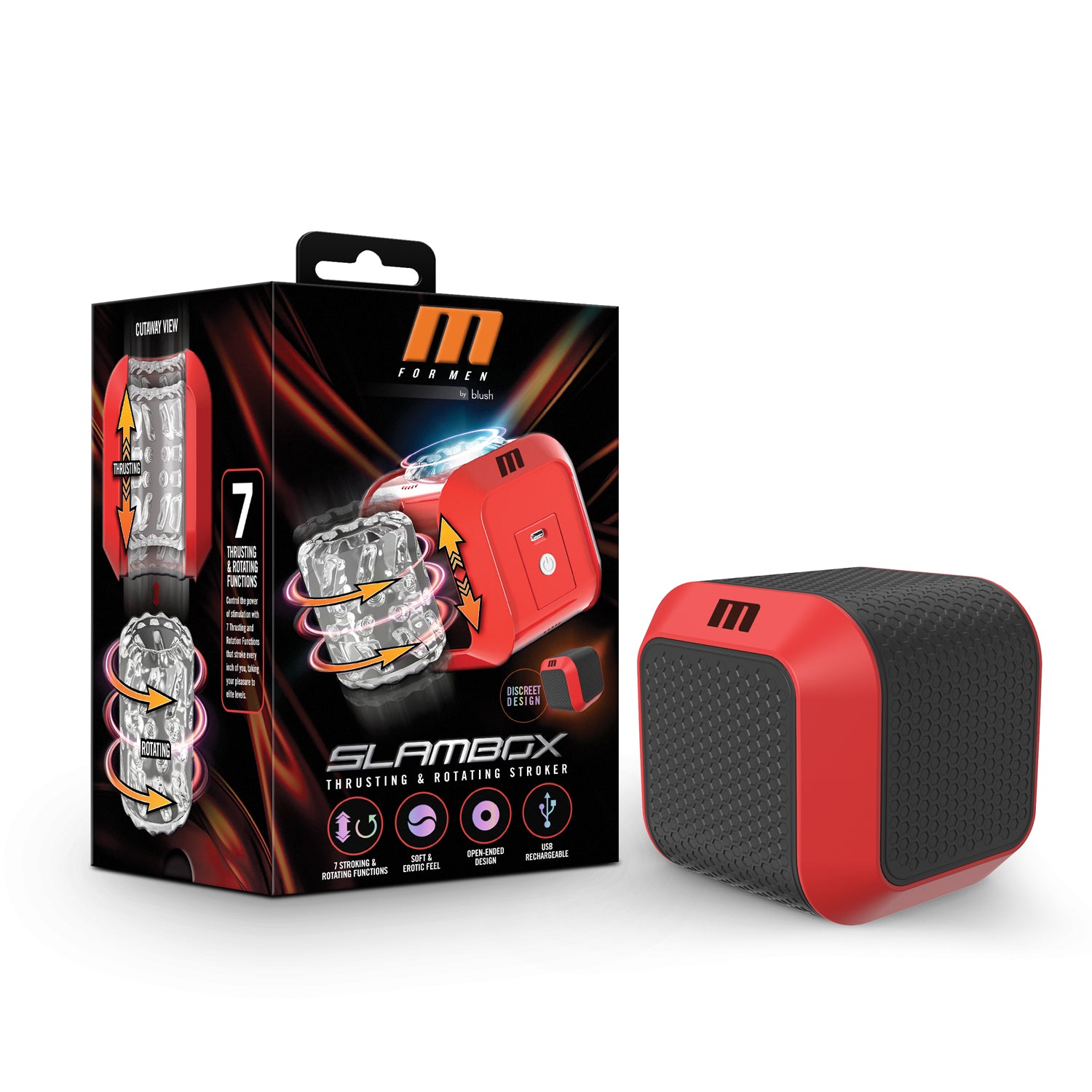 M for Men Slambox - Automatic Male Masturbator with 7 Modes - Red