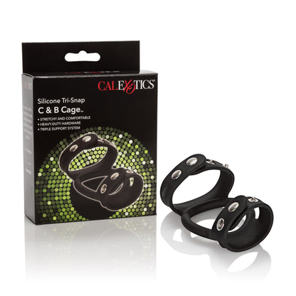 CalExotics Silicone Tri-Snap C & B Cage – Adjustable Black Silicone Enhancement Device