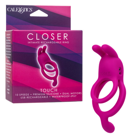 CalExotics Closer Intimate Rechargeable Ring Touch - Pink - Dual-Motor Couples Enhancer