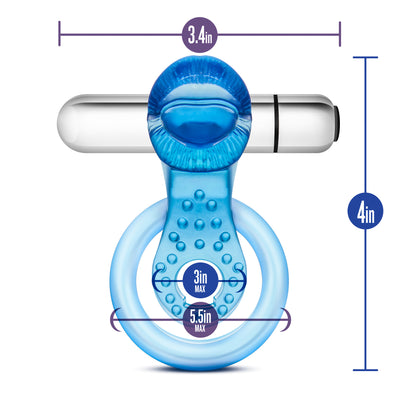 Blush Novelties 10 Function Vibrating Tongue Ring - Blue