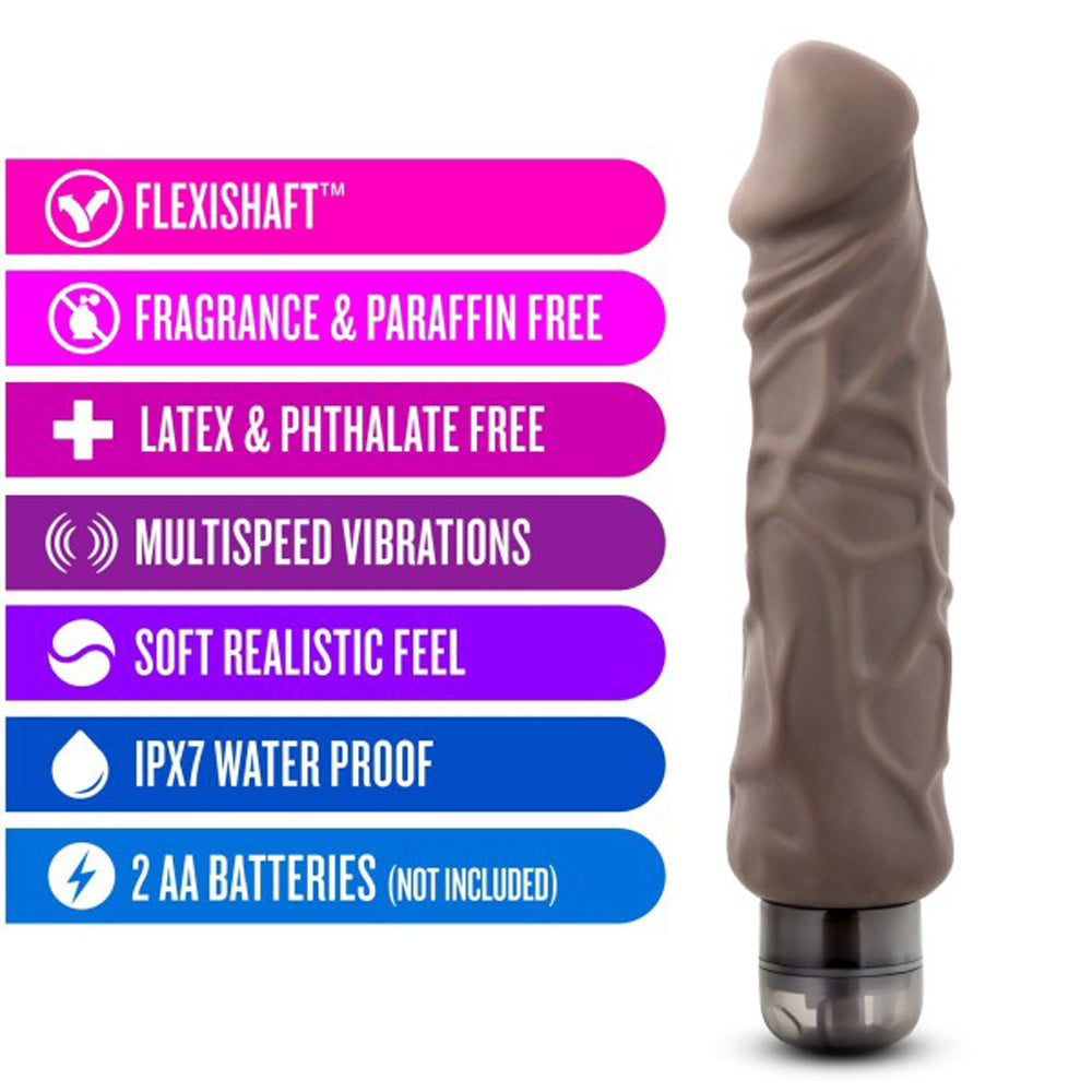 Blush X5 Plus Hard On Vibrating Dildo - Brown - 9 Inch