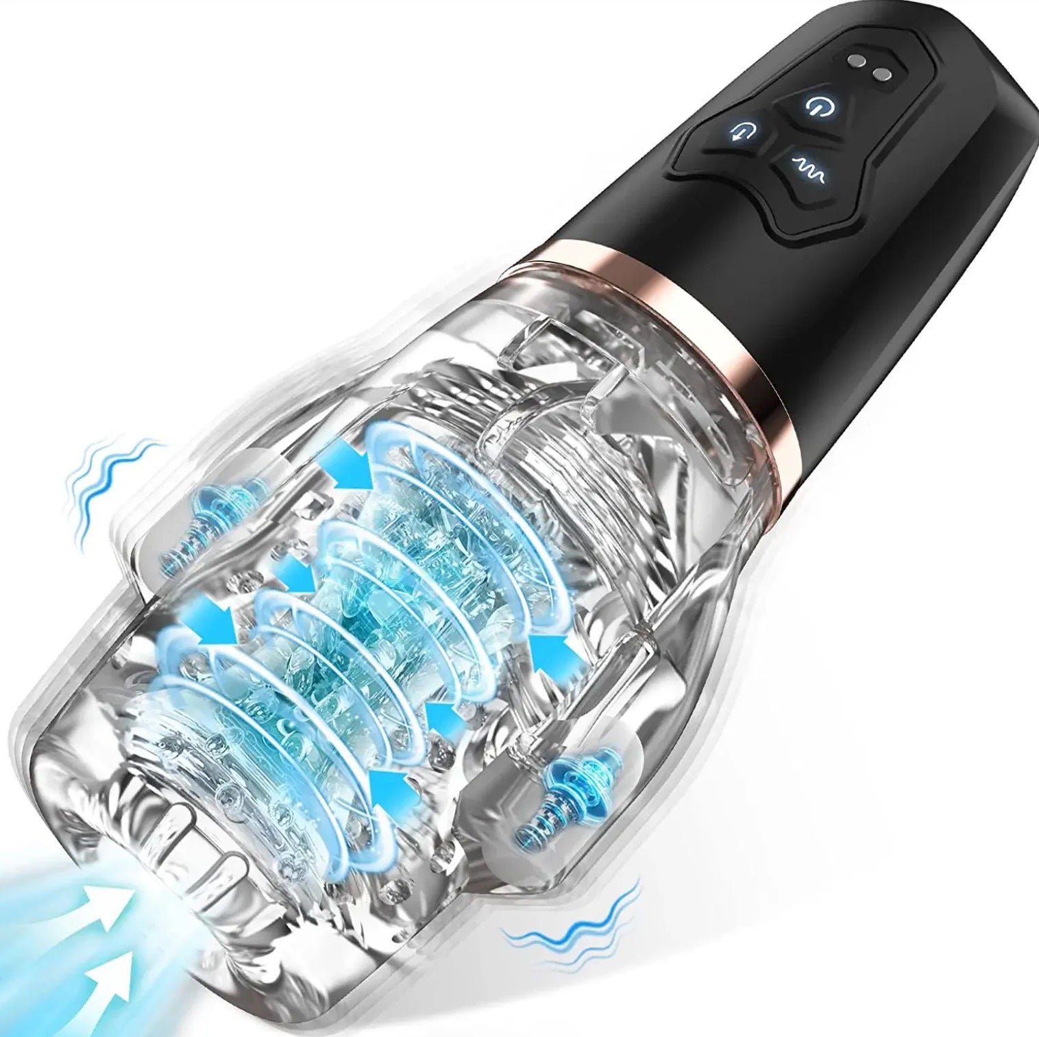 The Male Rose 2 Dual Motor Masturbator with 10 Vibration and 5 Suction Modes - Clear