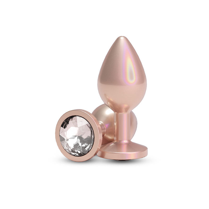 Rear Assets Iridescent Champagne Medium Anal Toy - Gold