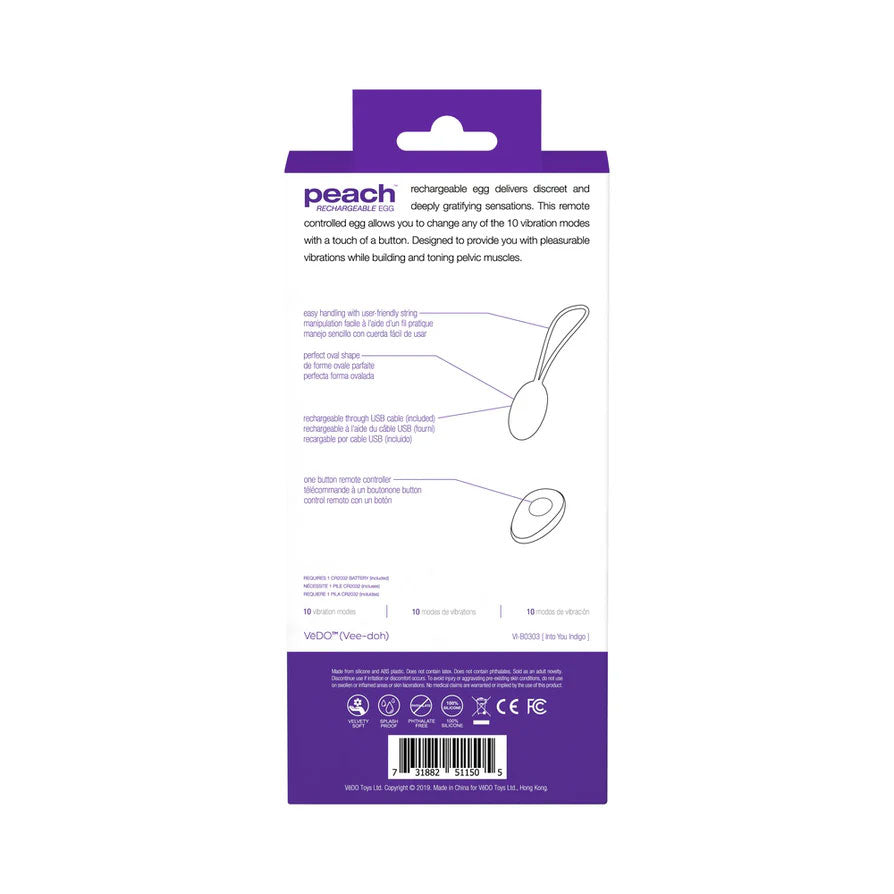 Peach Vibrating Egg - Into You Indigo