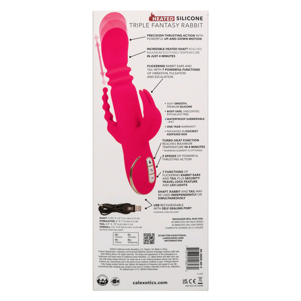 Jack Rabbit Signature Heated Silicone Triple Fantasy Rabbit – Pink