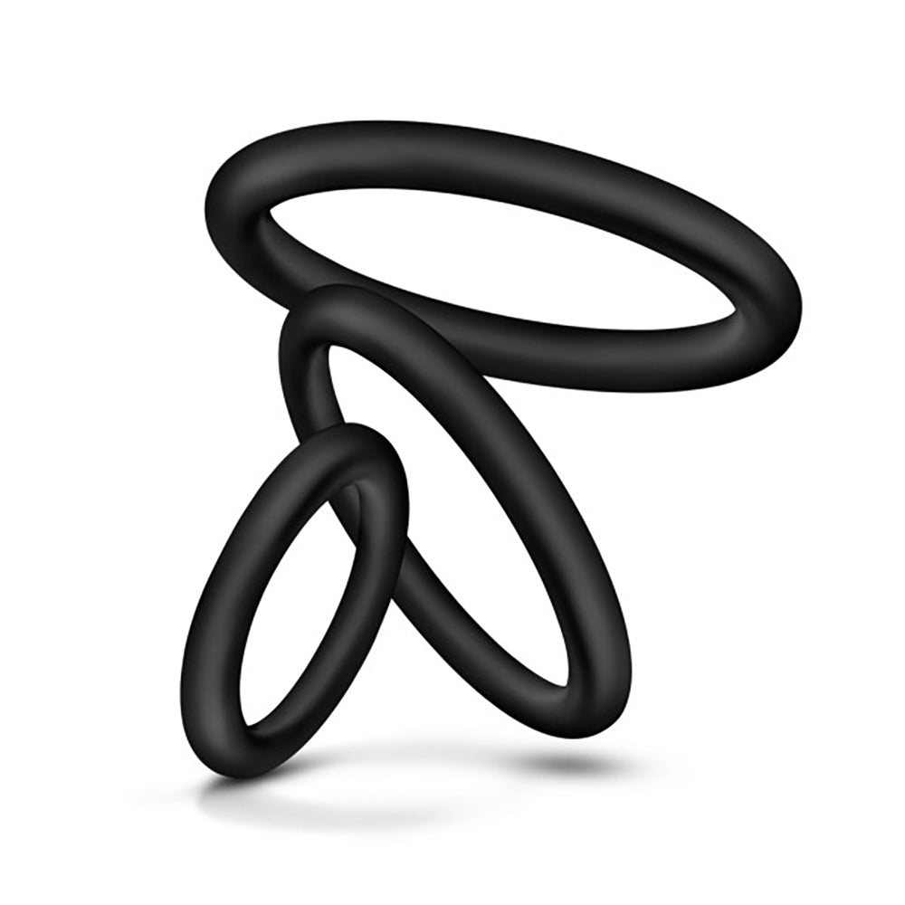 Blush Performance Vs4 Pure Premium Silicone Cockring Set – Black – 3 Sizes