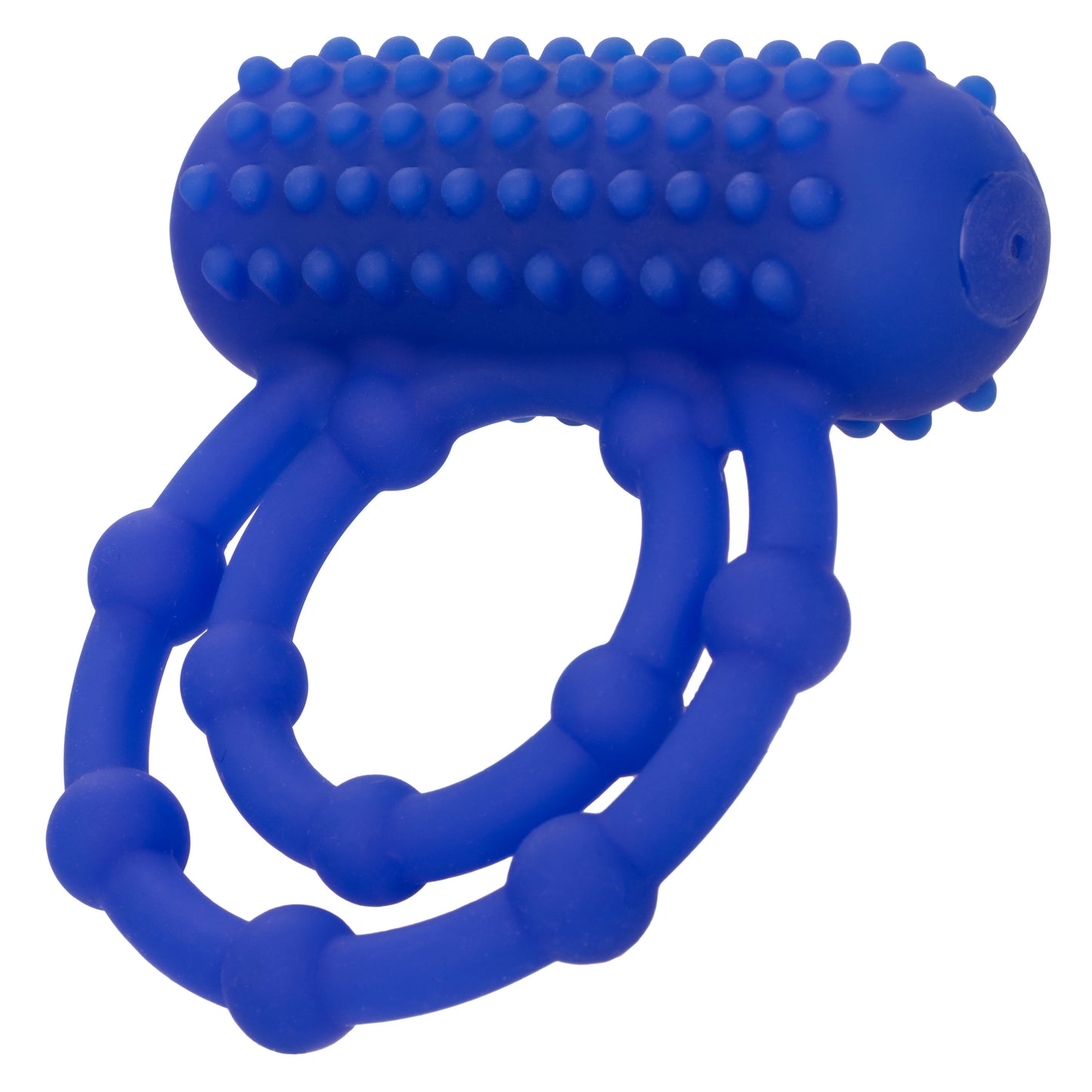 CalExotics Silicone Rechargeable 10 Bead Maximus Ring – Blue – Vibrating Cock Ring