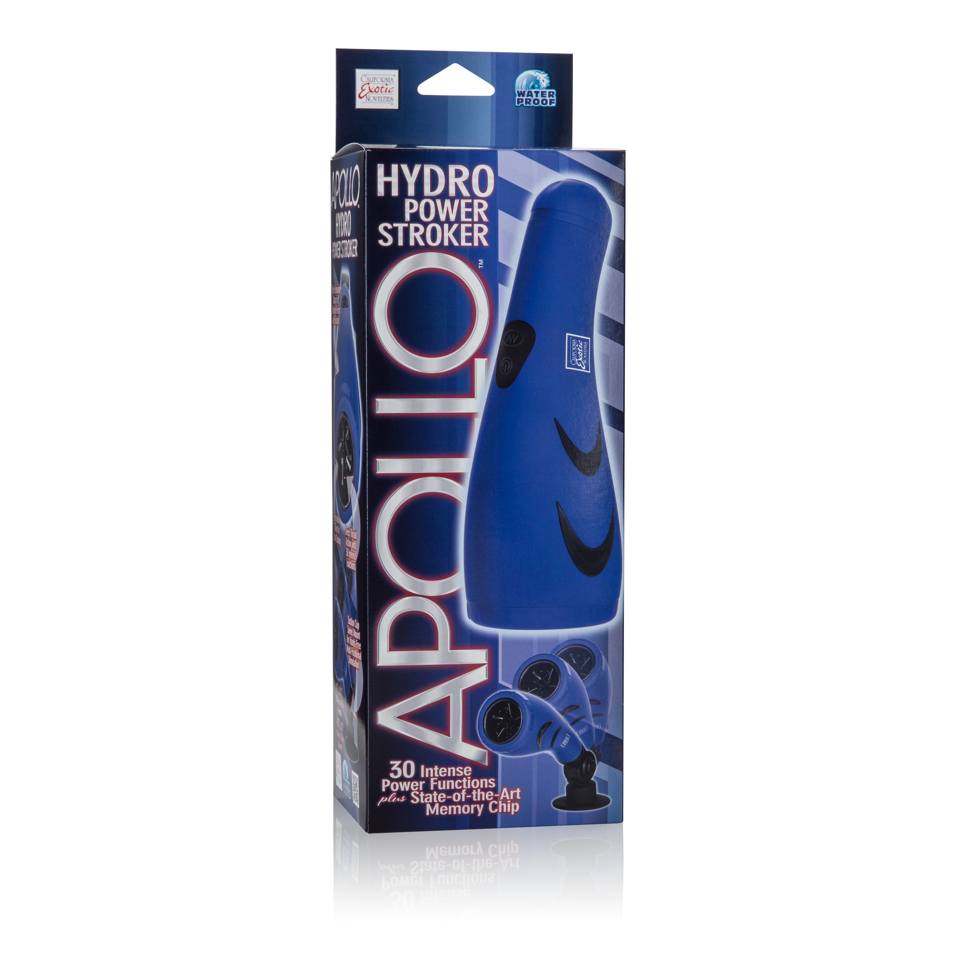 Apollo Hydro Power Stroker – Blue – Vibrating Stroker with Suction Cup Base