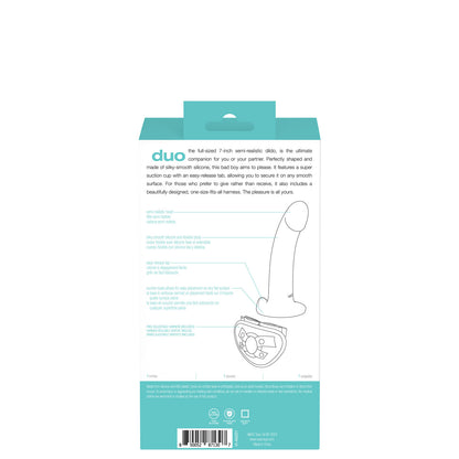 VeDO Duo 7" Semi-Realistic Dildo with Harness - Turquoise/Black