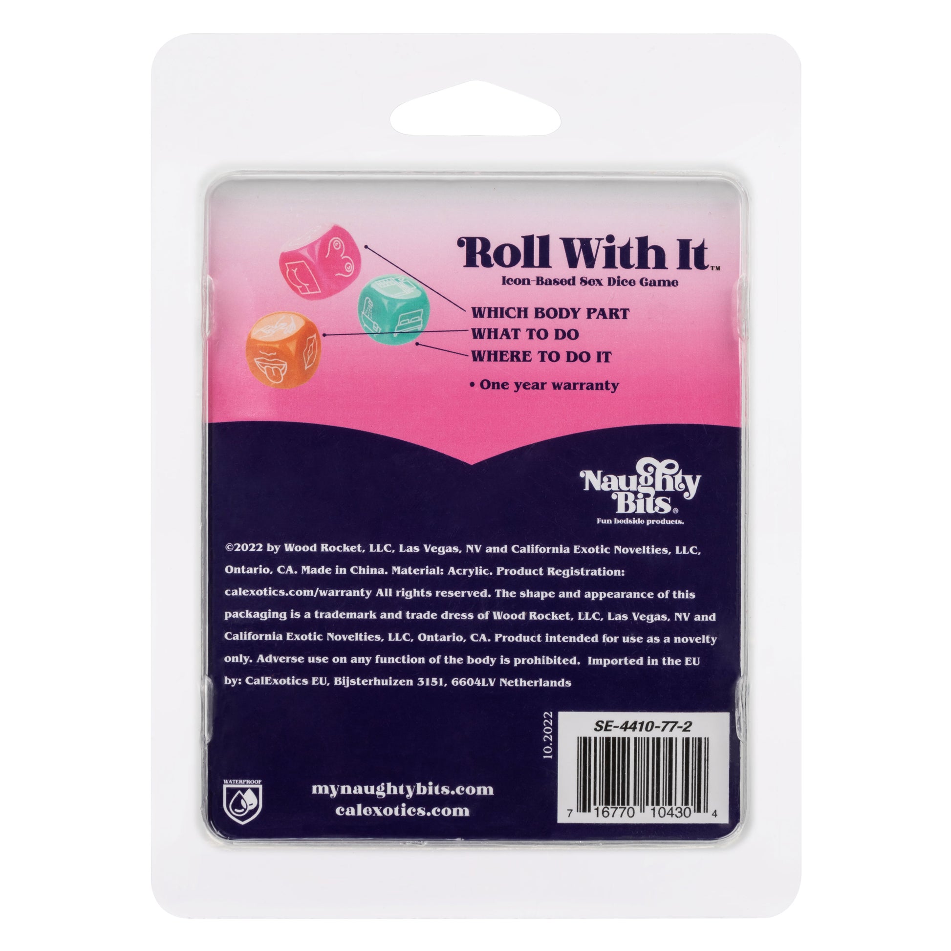 CalExotics Naughty Bits Roll With It Icon-Based Sex Dice Game – Multi-Color