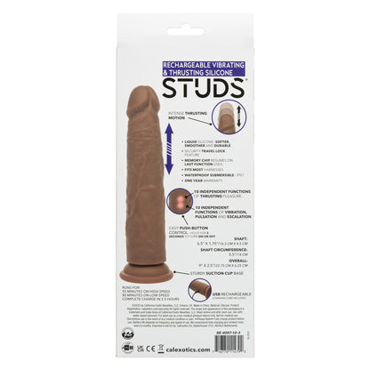 CalExotics Rechargeable Vibrating and Thrusting Silicone Stud - Brown