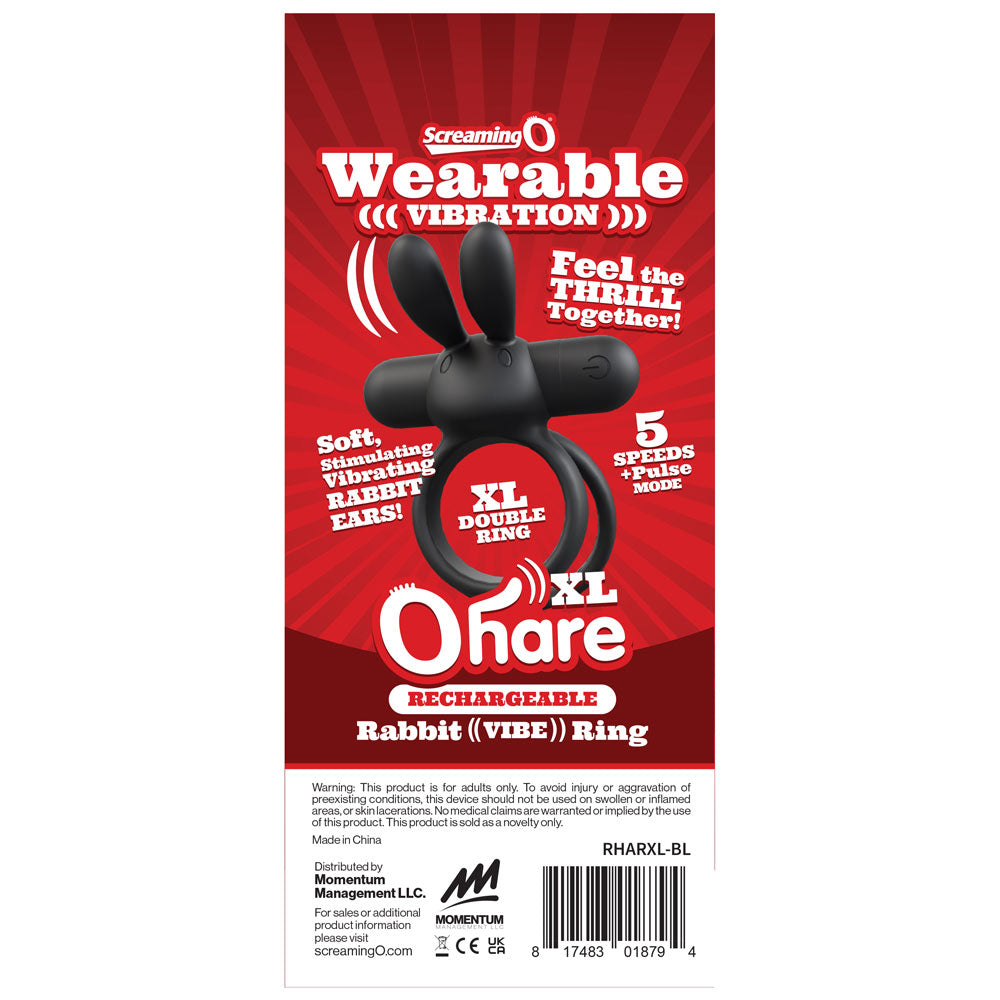Screaming O Ohare XL Rechargeable Vibrating Ring – Black