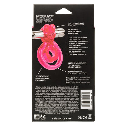 CalExotics Dual Clit Flicker Vibrating Ring with Removable Stimulator – Pink