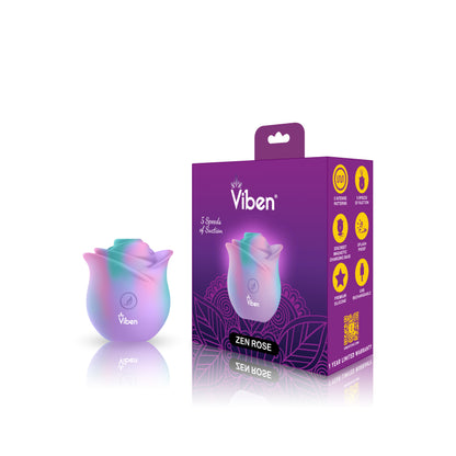 Viben Zen Rose Nipple and Clitoral Stimulator – Multi-Function, 5 Speeds, Waterproof, Unicorn Color