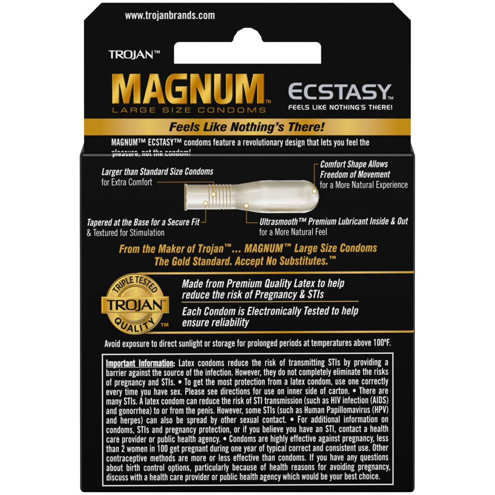 Trojan Magnum Ecstasy Lubricated Condoms – Comfort Fit, Larger Size