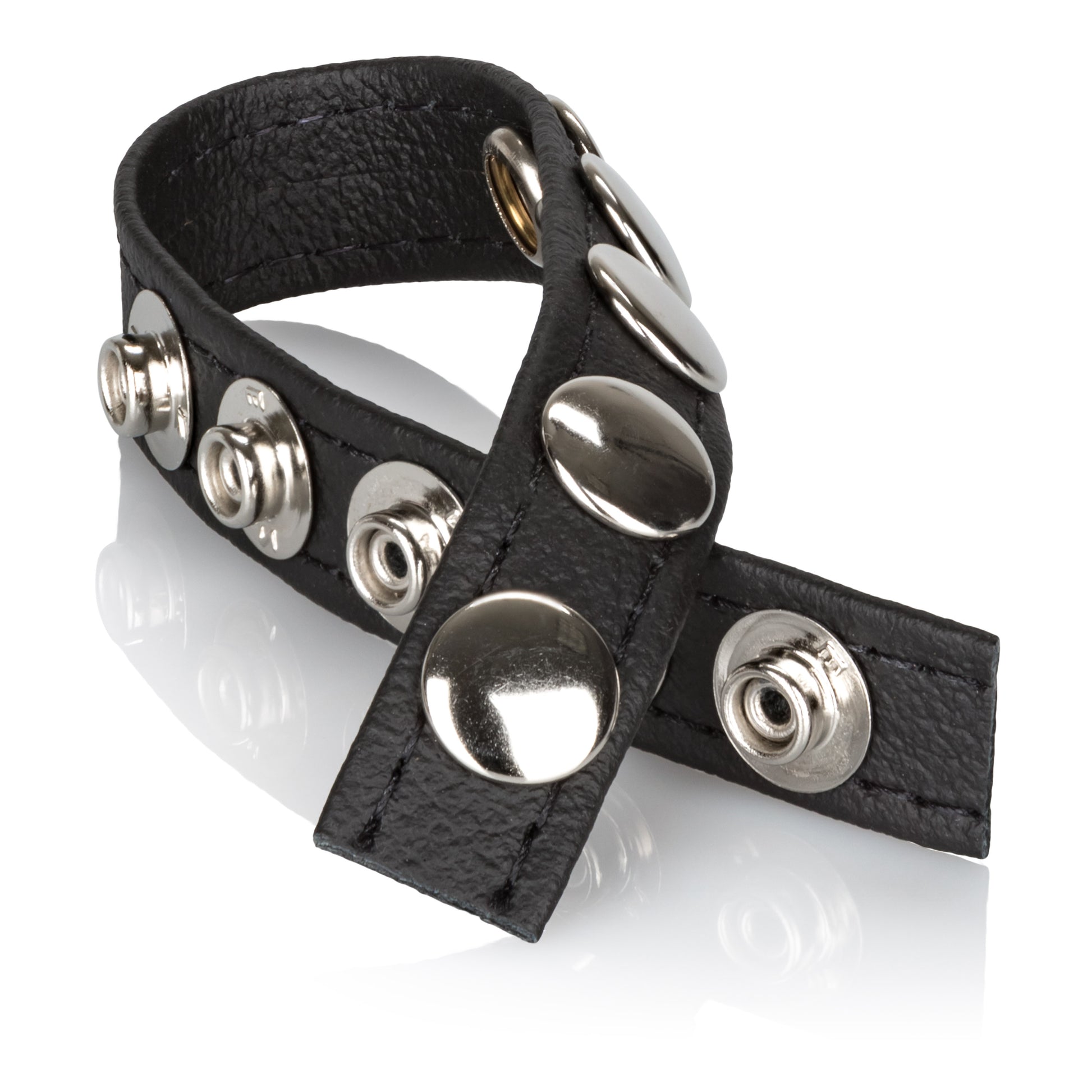 CalExotics Leather Multi-Snap Ring – Adjustable Black Leather Erection Enhancer
